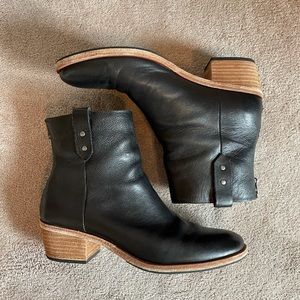 Kork-Ease Black Leather Ankle Boots
